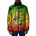 Menelik II Padded Jacket with Crowned Portrait, Ethiopia Never Colonized Text and Pan-African Abstract - African Pride