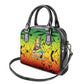 Menelik II Shoulder Handbag with Crowned Portrait, Ethiopia Never Colonized Text and Pan-African Abstract - African Pride