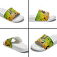 Menelik II Slide Sandals with Crowned Portrait, Ethiopia Never Colonized Text and Pan-African Abstract - African Pride