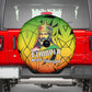 Menelik II Spare Tire Cover with Crowned Portrait, Ethiopia Never Colonized Text and Pan-African Abstract - African Pride