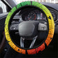 Menelik II Steering Wheel Cover with Crowned Portrait, Ethiopia Never Colonized Text and Pan-African Abstract - African Pride
