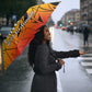 Menelik II Umbrella with Crowned Portrait, Ethiopia Never Colonized Text and Pan-African Abstract - African Pride