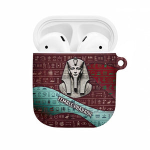 Hatshepsut AirPods Case with Pharaoh Bust Illustration, Female Pharaoh Title and Egyptian Hieroglyph - African Pride
