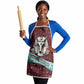 Hatshepsut Apron with Pharaoh Bust Illustration, Female Pharaoh Title and Egyptian Hieroglyph - African Pride