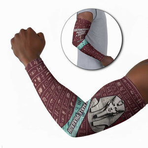 Hatshepsut Arm Sleeves with Pharaoh Bust Illustration, Female Pharaoh Title and Egyptian Hieroglyph - African Pride