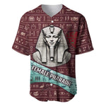Hatshepsut Baseball Jersey with Pharaoh Bust Illustration, Female Pharaoh Title and Egyptian Hieroglyph - African Pride