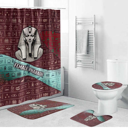 Hatshepsut Bathroom Set with Pharaoh Bust Illustration, Female Pharaoh Title and Egyptian Hieroglyph - African Pride