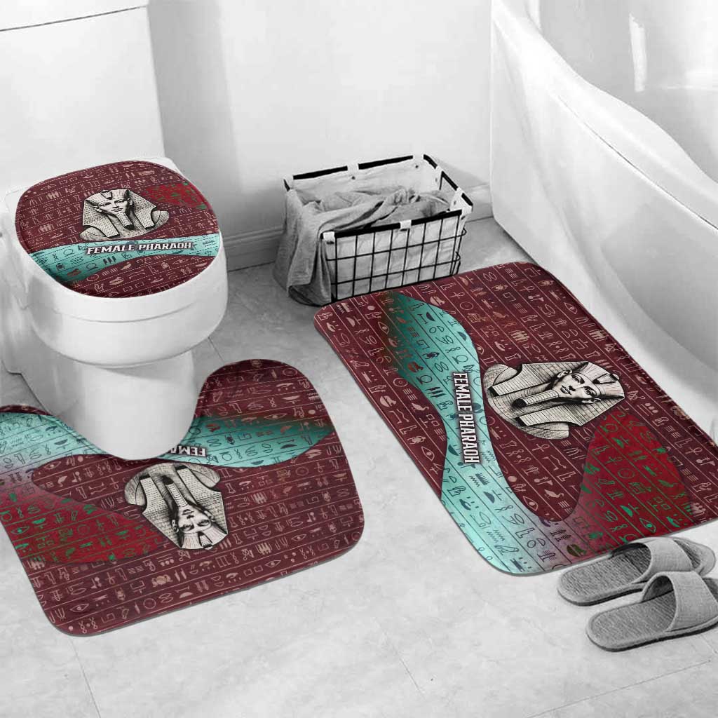 Hatshepsut Bathroom Set with Pharaoh Bust Illustration, Female Pharaoh Title and Egyptian Hieroglyph - African Pride
