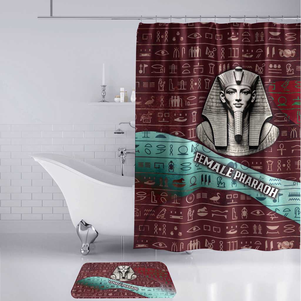 Hatshepsut Bathroom Set with Pharaoh Bust Illustration, Female Pharaoh Title and Egyptian Hieroglyph - African Pride