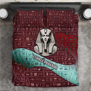 Hatshepsut Bedding Set with Pharaoh Bust Illustration, Female Pharaoh Title and Egyptian Hieroglyph - African Pride