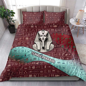 Hatshepsut Bedding Set with Pharaoh Bust Illustration, Female Pharaoh Title and Egyptian Hieroglyph - African Pride