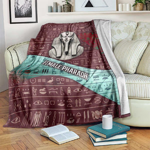 Hatshepsut Blanket with Pharaoh Bust Illustration, Female Pharaoh Title and Egyptian Hieroglyph - African Pride