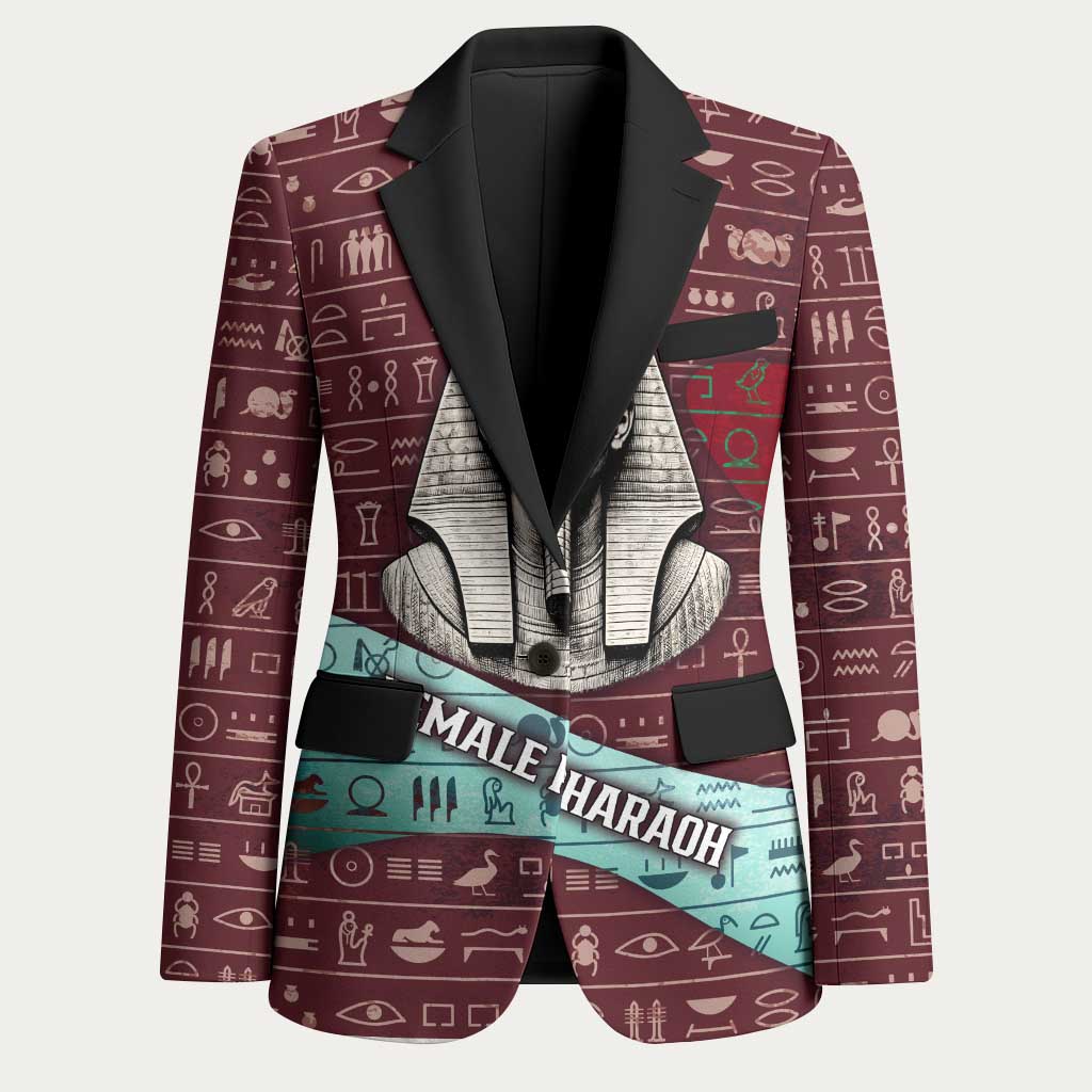 Hatshepsut Blazer with Pharaoh Bust Illustration, Female Pharaoh Title and Egyptian Hieroglyph - African Pride
