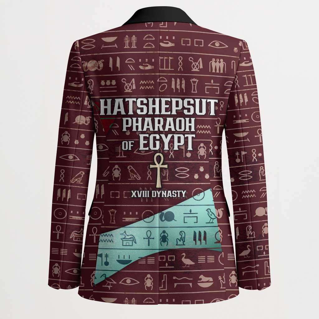 Hatshepsut Blazer with Pharaoh Bust Illustration, Female Pharaoh Title and Egyptian Hieroglyph - African Pride