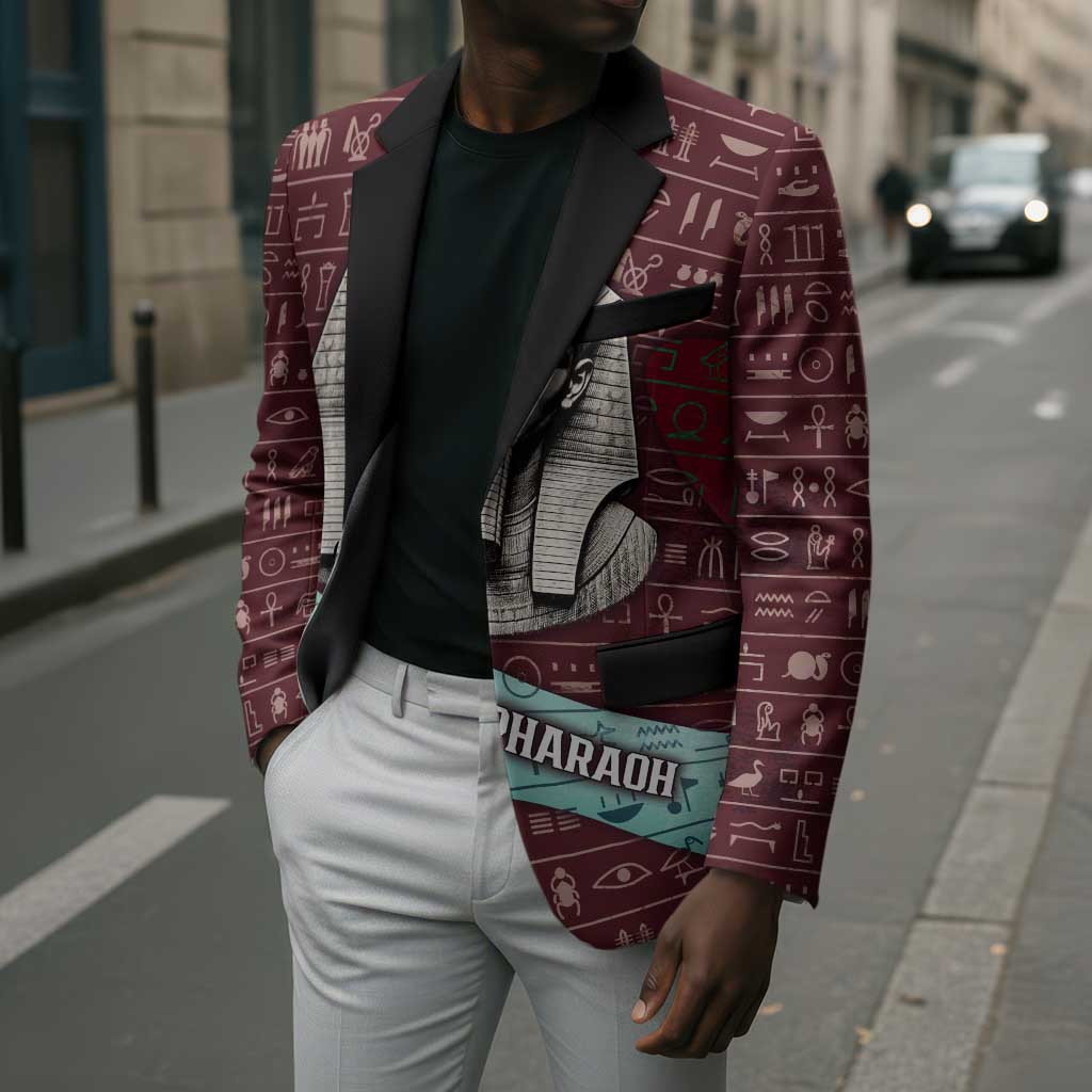 Hatshepsut Blazer with Pharaoh Bust Illustration, Female Pharaoh Title and Egyptian Hieroglyph - African Pride