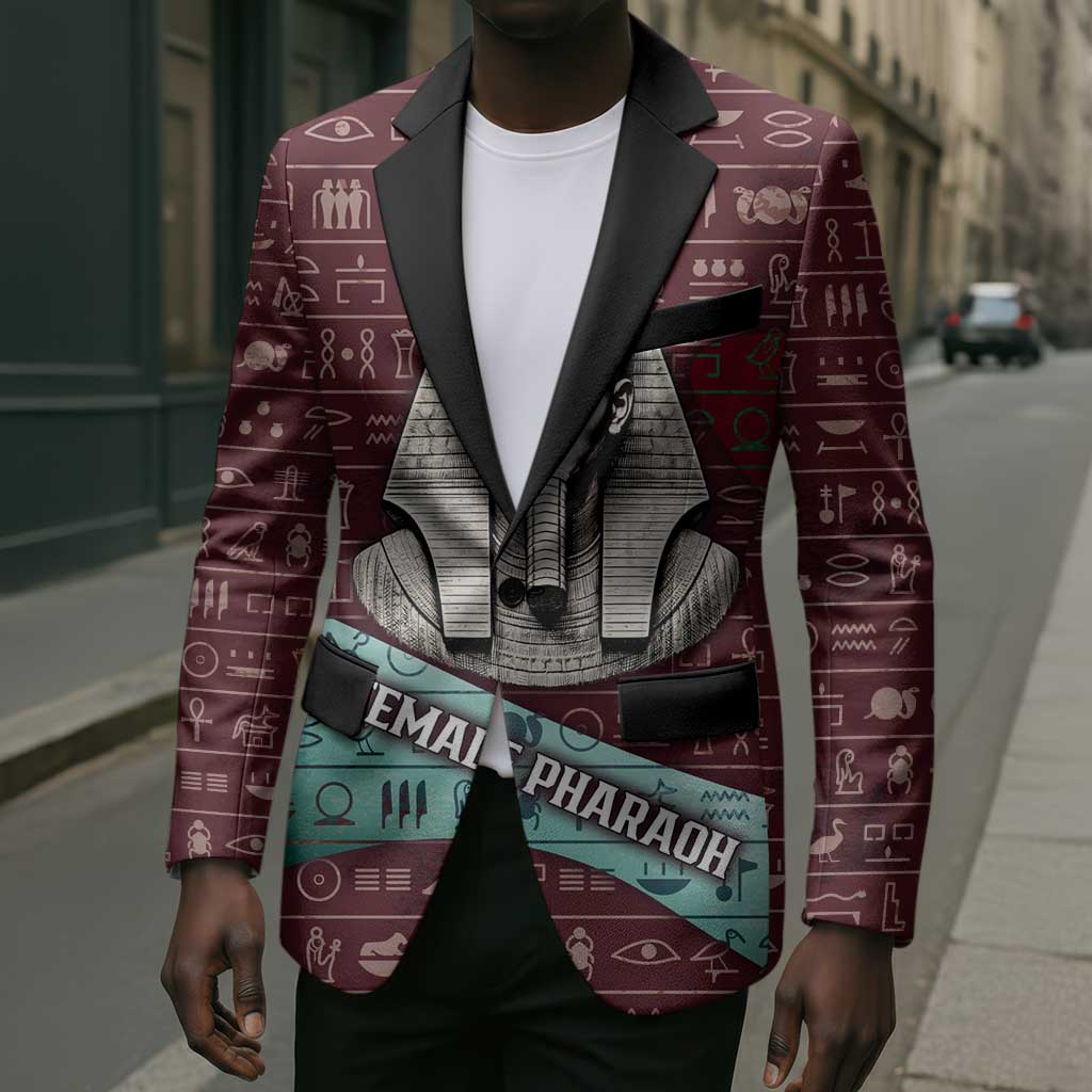 Hatshepsut Blazer with Pharaoh Bust Illustration, Female Pharaoh Title and Egyptian Hieroglyph - African Pride