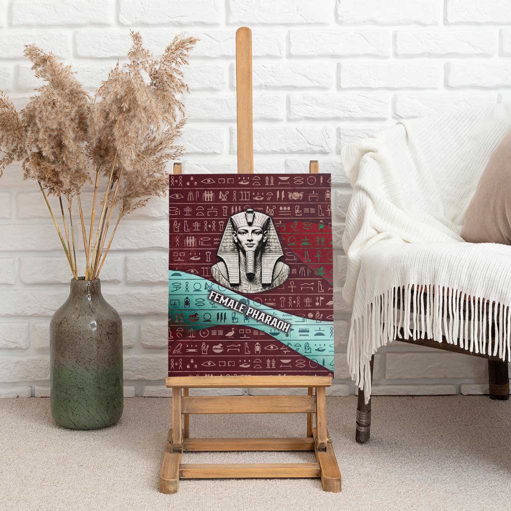 Hatshepsut Canvas Wall Art with Pharaoh Bust Illustration, Female Pharaoh Title and Egyptian Hieroglyph - African Pride