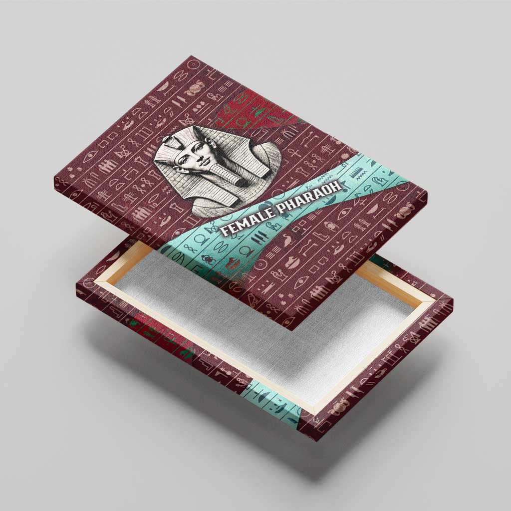 Hatshepsut Canvas Wall Art with Pharaoh Bust Illustration, Female Pharaoh Title and Egyptian Hieroglyph - African Pride