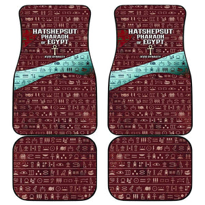 Hatshepsut Car Mats with Pharaoh Bust Illustration, Female Pharaoh Title and Egyptian Hieroglyph - African Pride