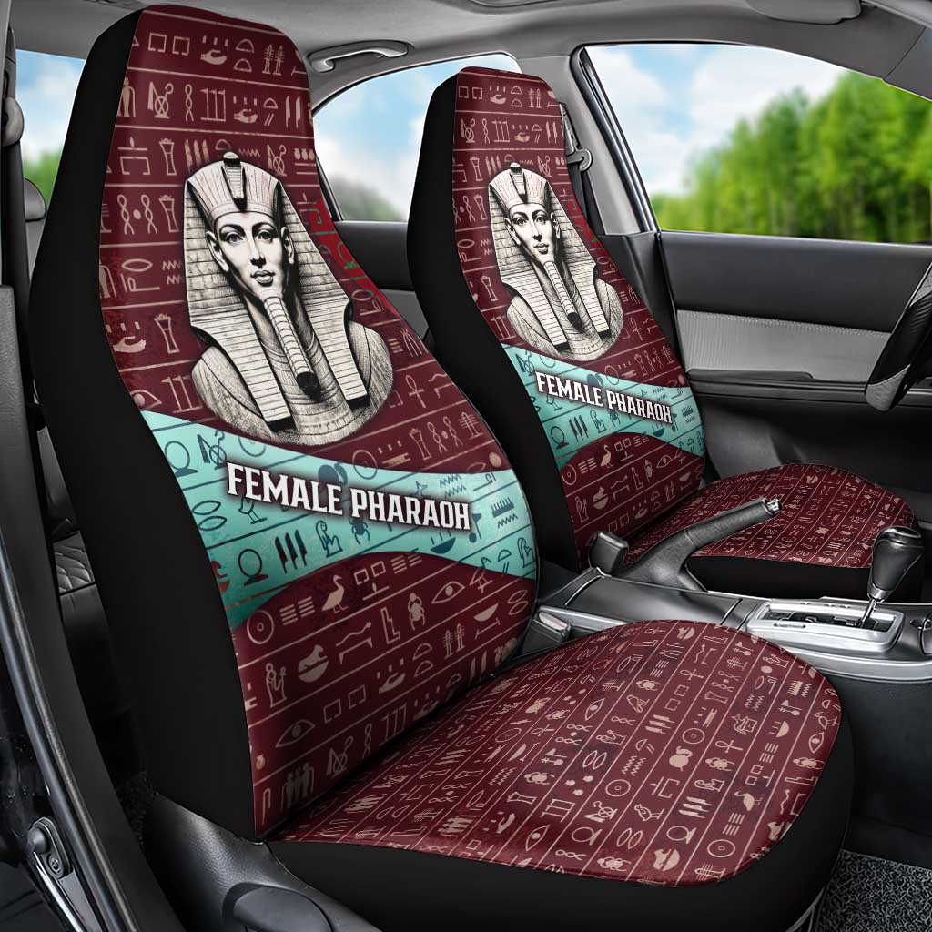 Hatshepsut Car Seat Cover with Pharaoh Bust Illustration, Female Pharaoh Title and Egyptian Hieroglyph - African Pride