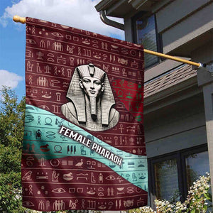 Hatshepsut Garden Flag with Pharaoh Bust Illustration, Female Pharaoh Title and Egyptian Hieroglyph - African Pride