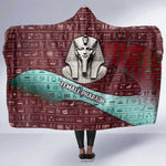 Hatshepsut Hooded Blanket with Pharaoh Bust Illustration, Female Pharaoh Title and Egyptian Hieroglyph - African Pride