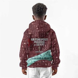 Hatshepsut Kid Hoodie with Pharaoh Bust Illustration, Female Pharaoh Title and Egyptian Hieroglyph - African Pride