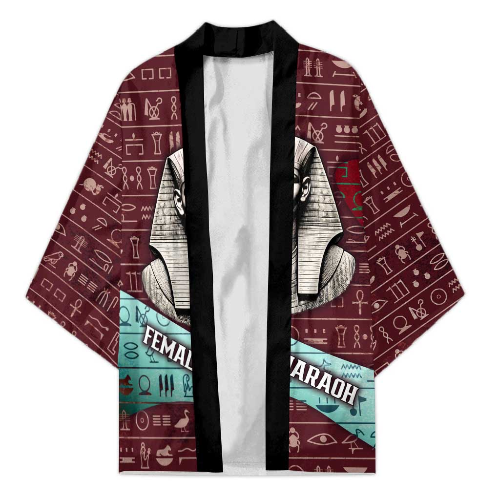 Hatshepsut Kimono with Pharaoh Bust Illustration, Female Pharaoh Title and Egyptian Hieroglyph - African Pride