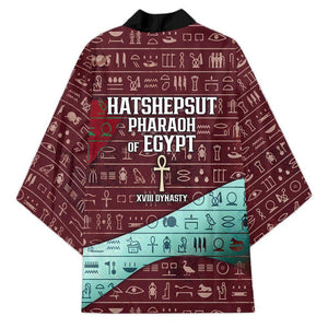 Hatshepsut Kimono with Pharaoh Bust Illustration, Female Pharaoh Title and Egyptian Hieroglyph - African Pride