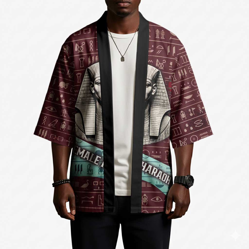 Hatshepsut Kimono with Pharaoh Bust Illustration, Female Pharaoh Title and Egyptian Hieroglyph - African Pride