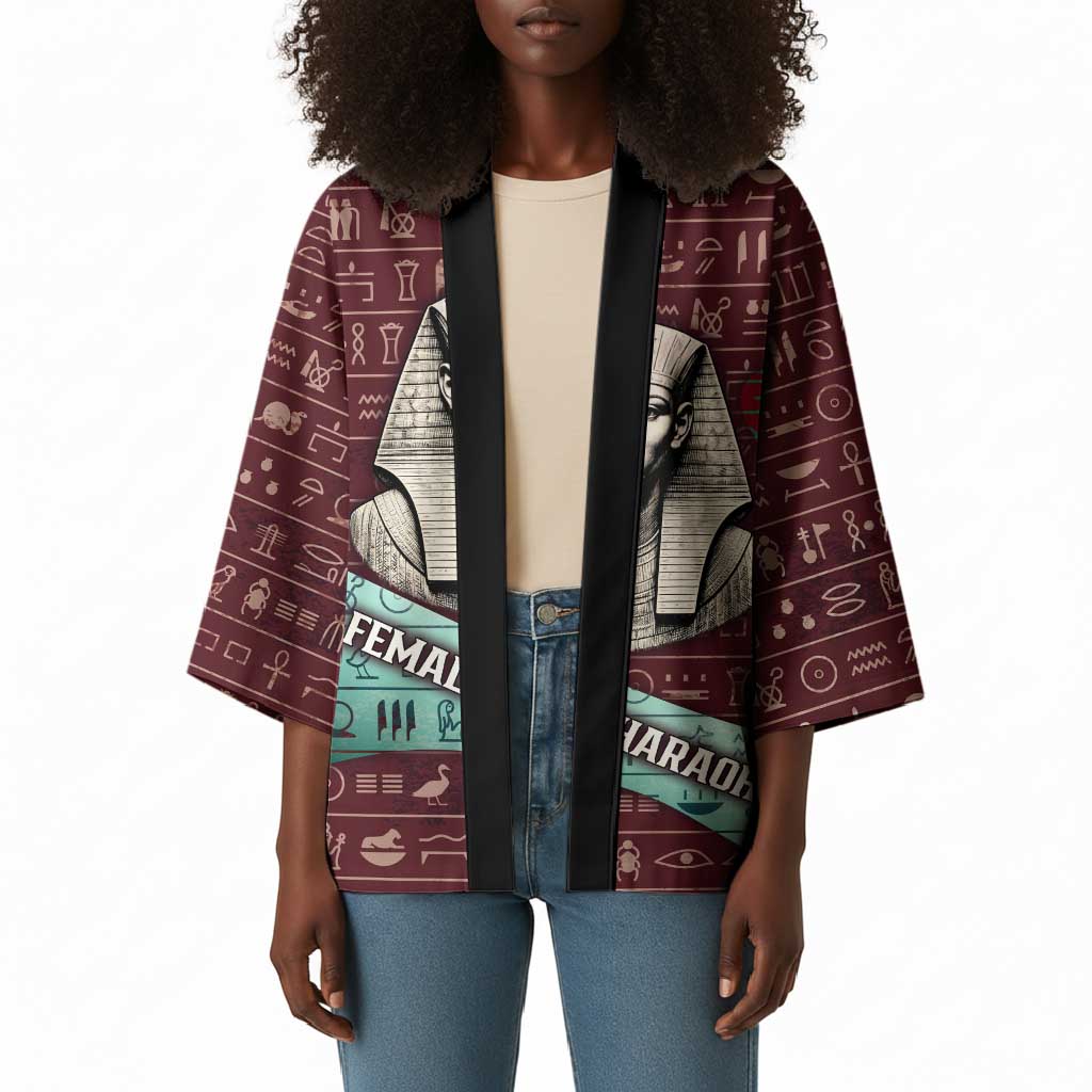Hatshepsut Kimono with Pharaoh Bust Illustration, Female Pharaoh Title and Egyptian Hieroglyph - African Pride