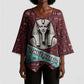 Hatshepsut Kimono Sleeve Blouse with Pharaoh Bust Illustration, Female Pharaoh Title and Egyptian Hieroglyph - African Pride