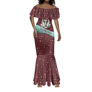 Hatshepsut Mermaid Dress with Pharaoh Bust Illustration, Female Pharaoh Title and Egyptian Hieroglyph - African Pride