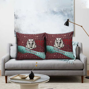 Hatshepsut Pillow Cover with Pharaoh Bust Illustration, Female Pharaoh Title and Egyptian Hieroglyph - African Pride