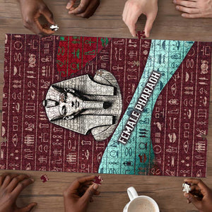 Hatshepsut Puzzle with Pharaoh Bust Illustration, Female Pharaoh Title and Egyptian Hieroglyph - African Pride