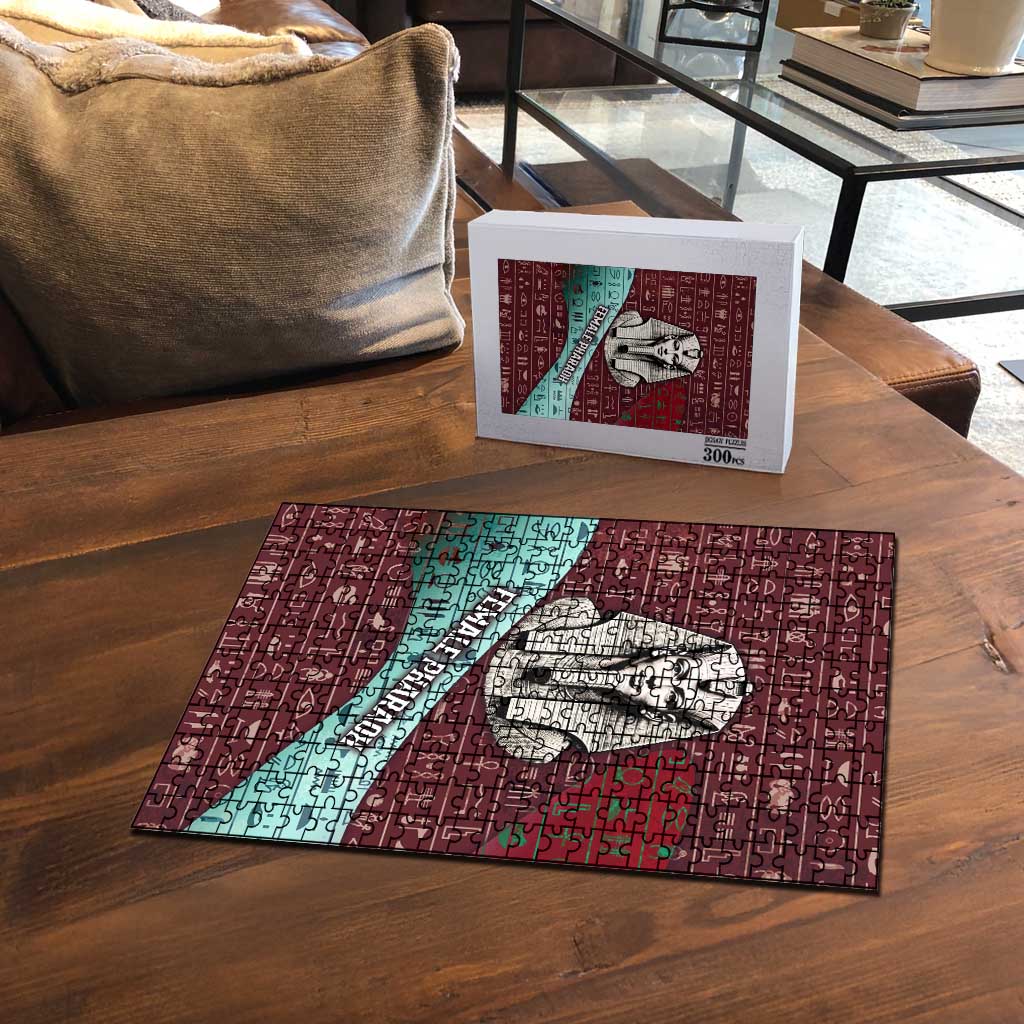 Hatshepsut Puzzle with Pharaoh Bust Illustration, Female Pharaoh Title and Egyptian Hieroglyph - African Pride