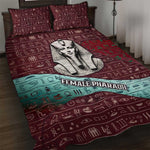 Hatshepsut Quilt Bed Set with Pharaoh Bust Illustration, Female Pharaoh Title and Egyptian Hieroglyph - African Pride