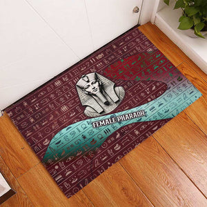 Hatshepsut Rubber Doormat with Pharaoh Bust Illustration, Female Pharaoh Title and Egyptian Hieroglyph - African Pride