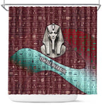 Hatshepsut Shower Curtain with Pharaoh Bust Illustration, Female Pharaoh Title and Egyptian Hieroglyph - African Pride