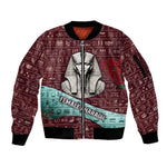 Hatshepsut Sleeve Zip Bomber Jacket with Pharaoh Bust Illustration, Female Pharaoh Title and Egyptian Hieroglyph - African Pride