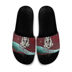 Hatshepsut Slide Sandals with Pharaoh Bust Illustration, Female Pharaoh Title and Egyptian Hieroglyph - African Pride