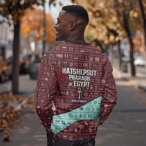 Hatshepsut Sweatshirt with Pharaoh Bust Illustration, Female Pharaoh Title and Egyptian Hieroglyph - African Pride
