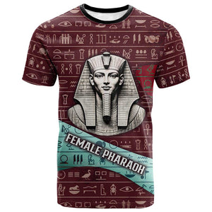 Hatshepsut T shirt with Pharaoh Bust Illustration, Female Pharaoh Title and Egyptian Hieroglyph - African Pride