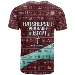 Hatshepsut T shirt with Pharaoh Bust Illustration, Female Pharaoh Title and Egyptian Hieroglyph - African Pride
