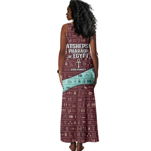 Hatshepsut Tank Maxi Dress with Pharaoh Bust Illustration, Female Pharaoh Title and Egyptian Hieroglyph - African Pride
