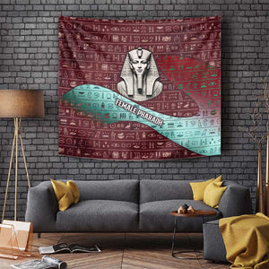 Hatshepsut Tapestry with Pharaoh Bust Illustration, Female Pharaoh Title and Egyptian Hieroglyph - African Pride