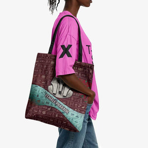 Hatshepsut Tote Bag with Pharaoh Bust Illustration, Female Pharaoh Title and Egyptian Hieroglyph - African Pride