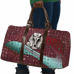Hatshepsut Travel Bag with Pharaoh Bust Illustration, Female Pharaoh Title and Egyptian Hieroglyph - African Pride