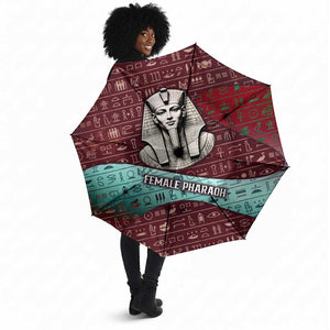 Hatshepsut Umbrella with Pharaoh Bust Illustration, Female Pharaoh Title and Egyptian Hieroglyph - African Pride