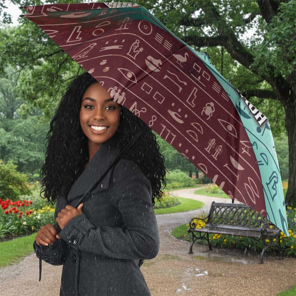 Hatshepsut Umbrella with Pharaoh Bust Illustration, Female Pharaoh Title and Egyptian Hieroglyph - African Pride